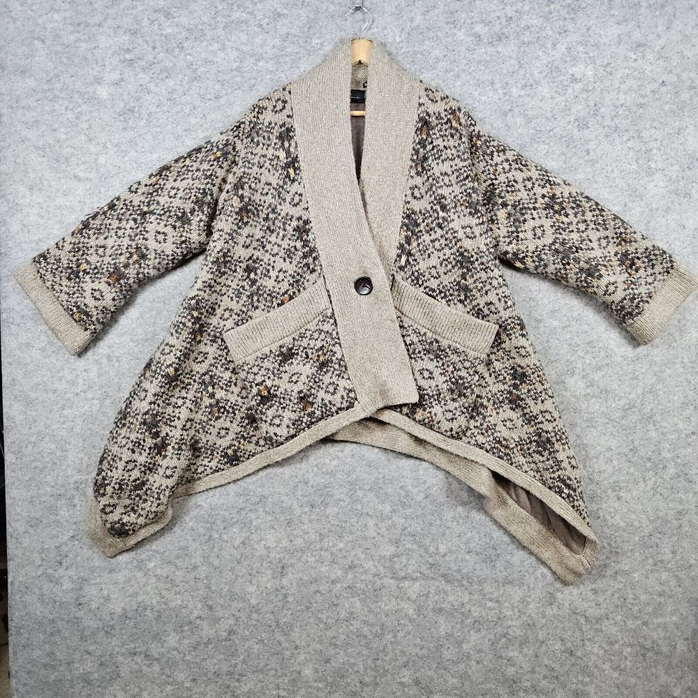 Line‎ Women's Heavy Cardigan Sweater Size M Earthtones  1-Button Close Pockets